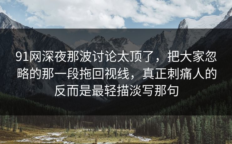 91网深夜那波讨论太顶了，把大家忽略的那一段拖回视线，真正刺痛人的反而是最轻描淡写那句