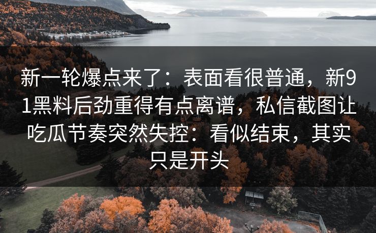 新一轮爆点来了：表面看很普通，新91黑料后劲重得有点离谱，私信截图让吃瓜节奏突然失控：看似结束，其实只是开头