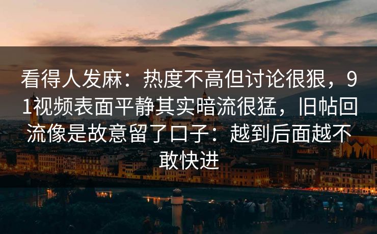 看得人发麻：热度不高但讨论很狠，91视频表面平静其实暗流很猛，旧帖回流像是故意留了口子：越到后面越不敢快进