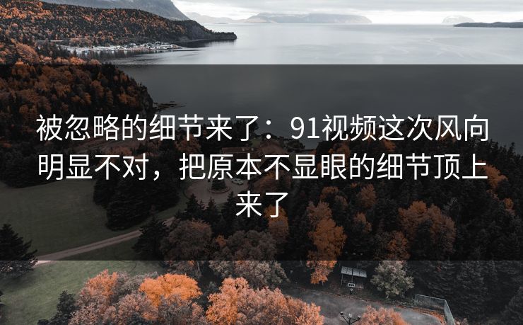 被忽略的细节来了：91视频这次风向明显不对，把原本不显眼的细节顶上来了