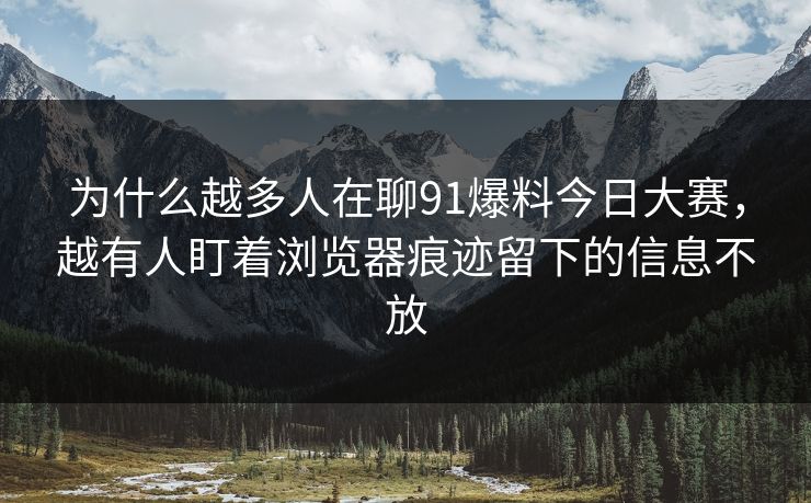 为什么越多人在聊91爆料今日大赛，越有人盯着浏览器痕迹留下的信息不放