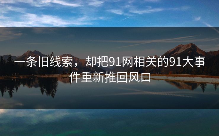 一条旧线索,却把91网相关的91大事件重新推回风口 一条旧线索,却把91网相关的91大事件重新推回风口