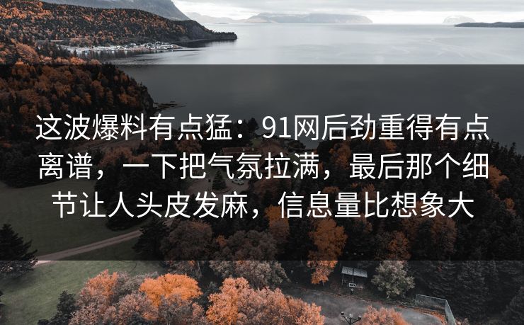 这波爆料有点猛:91网后劲重得有点离谱,一下把气氛拉满,最后那个细节让人头皮发麻,信息量比想象大 这波爆料有点猛:91网后劲重得有点离谱,一下把气氛拉满,最后那个细节让人头皮发麻,信息量比想象大
